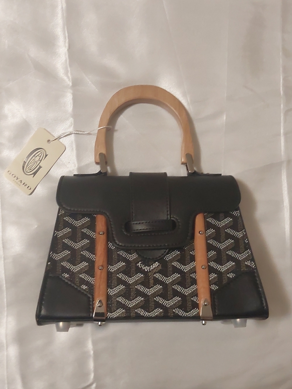 Luxury Black and Brown Top-Handle Women's Bag - Picture 2 of 7